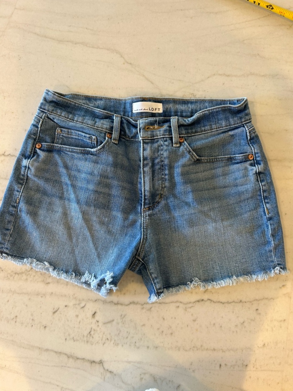 The Loft Light Blue Denim Shorts with Frayed Waist Size 26